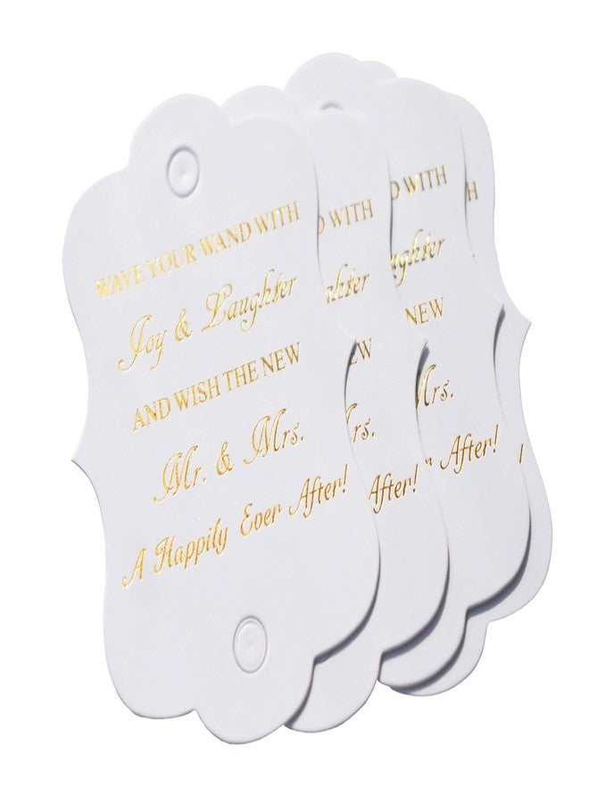 Kingsnow 50 Pack Wedding Ribbon Wand Favor Tags, Weddig Send Off Exit Wand Gold Foil Tags for Wedding Ribbon Wands - Image 1